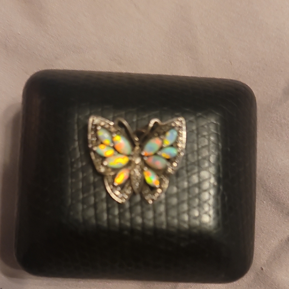 Silver Butterfly Brooch with Multicolor Accents